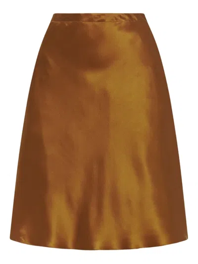 Rosetta Getty Bias Silk Skirt In Brown