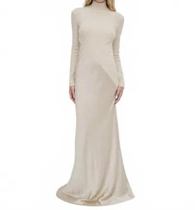 Rosetta Getty Bias Turtleneck Combo Maxi Dress In Champagne In White