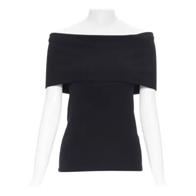 Pre-owned Rosetta Getty Black Knitted Foldover Banded Off Shoulder Stretch Top Xs
