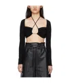 Rosetta Getty Black Cropped Long Sleeve T-shirt In Black