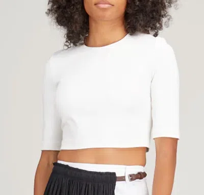Rosetta Getty Button Back Cropped Top In White