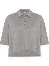 Rosetta Getty Cropped Oversized Knit Polo Shirt In Grey