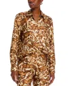 Rosetta Getty Button Front Print Shirt In Brown