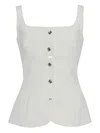 Rosetta Getty Button-front Square-neck Top In White