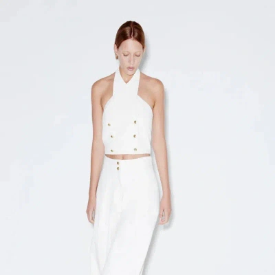 Rosetta Getty Button Halter Top In White