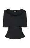 Rosetta Getty Cape-detailed Scuba Knit Off-the-shoulder Top In Black