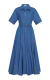 Rosetta Getty Slit Front Caftan Shirt Dress In Blue