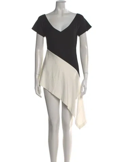 Pre-owned Rosetta Getty Colorblock Pattern Knee-length Dress In Black