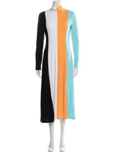 Pre-owned Rosetta Getty Colorblock Pattern Midi Length Dress In Black