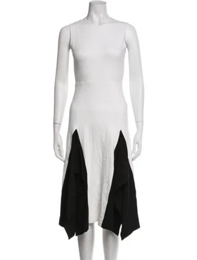 Pre-owned Rosetta Getty Colorblock Pattern Midi Length Dress In White