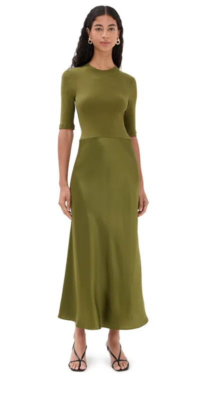Rosetta Getty Combo T-shirt Dress Olive In Green