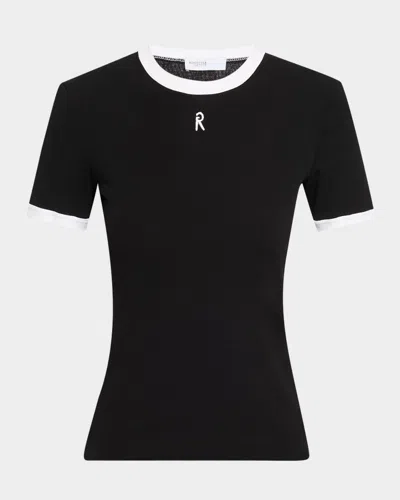 Rosetta Getty Contrast-trim Short-sleeve Slim T-shirt In Black