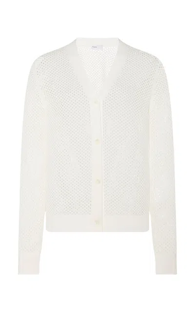 Rosetta Getty Cotton-blend Pointelle-knit Cardigan In Off-white