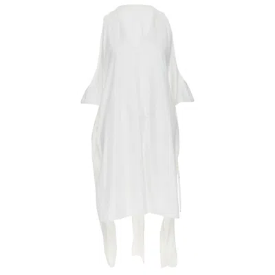 Rosetta Getty Cotton Tie Side High Low Casual Dress In White