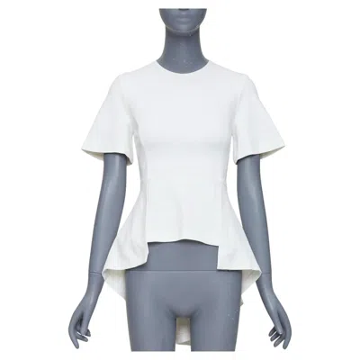 Pre-owned Rosetta Getty Cream Silk Trim Peplum Cascade High Low Top Top Xs In White