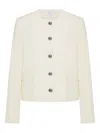 Rosetta Getty Crew Neck Button-front Jacket In White