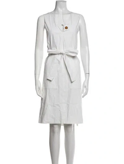 Pre-owned Rosetta Getty Crew Neck Knee-length Dress In Neutrals