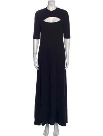 Pre-owned Rosetta Getty Crew Neck Long Dress In Black