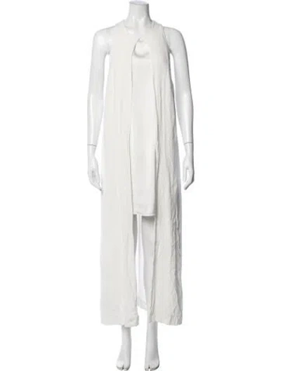 Pre-owned Rosetta Getty Crew Neck Long Dress In Neutrals/white