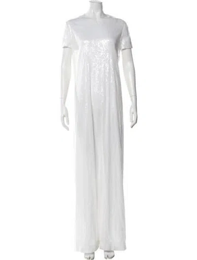 Pre-owned Rosetta Getty Crew Neck Long Dress In White