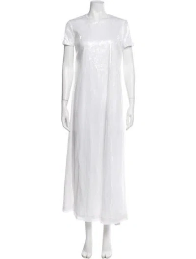 Pre-owned Rosetta Getty Crew Neck Long Dress In White