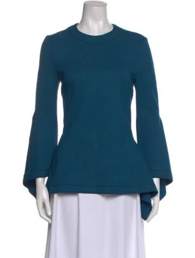 Pre-owned Rosetta Getty Crew Neck Long Sleeve Blouse In Blue