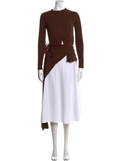 Pre-owned Rosetta Getty Crew Neck Long Sleeve Top In Brown