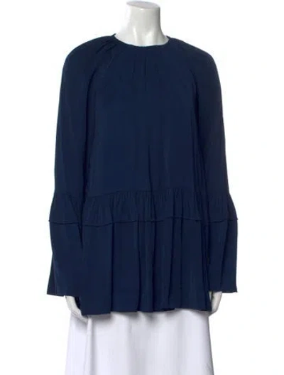 Pre-owned Rosetta Getty Crew Neck Long Sleeve Tunic In Blue