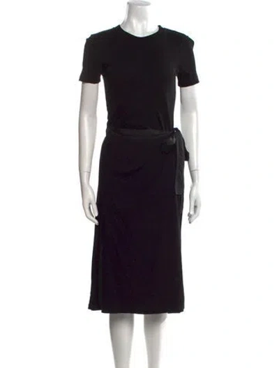 Pre-owned Rosetta Getty Crew Neck Midi Length Dress In Black