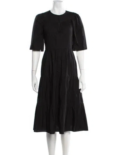 Pre-owned Rosetta Getty Crew Neck Midi Length Dress In Black
