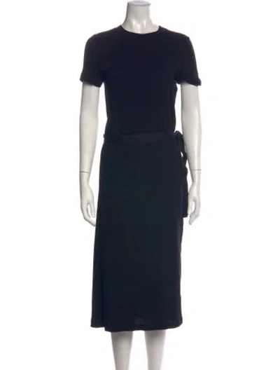 Pre-owned Rosetta Getty Crew Neck Midi Length Dress In Black