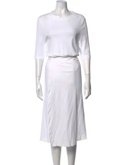Pre-owned Rosetta Getty Crew Neck Midi Length Dress In Neutrals
