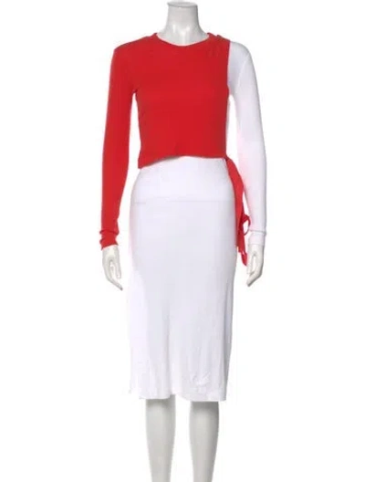 Pre-owned Rosetta Getty Crew Neck Midi Length Dress In Red