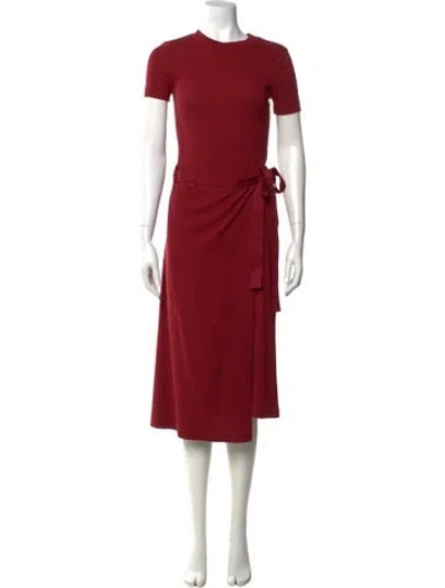 Pre-owned Rosetta Getty Crew Neck Midi Length Dress In Red