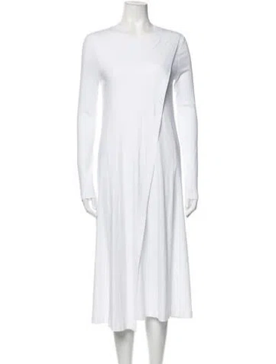 Pre-owned Rosetta Getty Crew Neck Midi Length Dress In White
