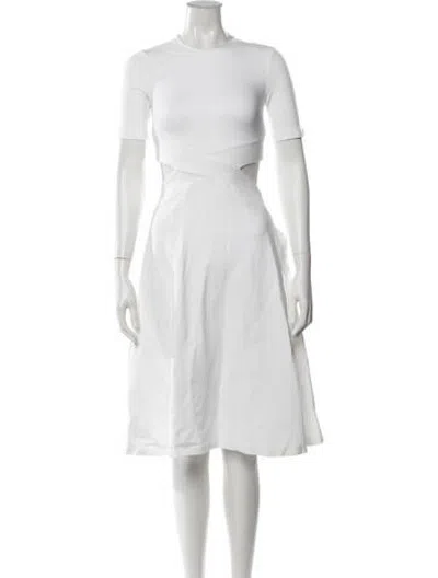 Pre-owned Rosetta Getty Crew Neck Midi Length Dress In White