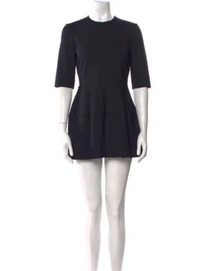 Pre-owned Rosetta Getty Crew Neck Mini Dress In Black