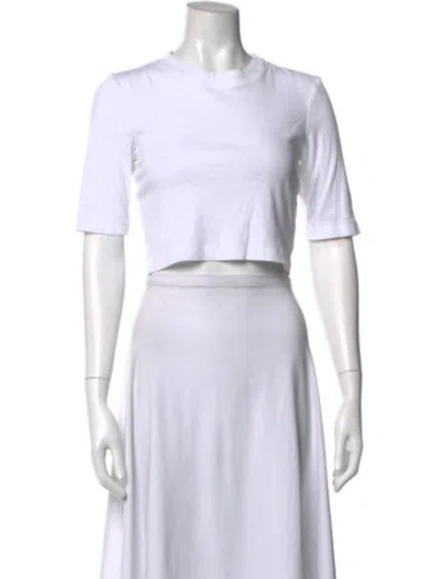 Pre-owned Rosetta Getty Crew Neck Short Sleeve Crop Top In White
