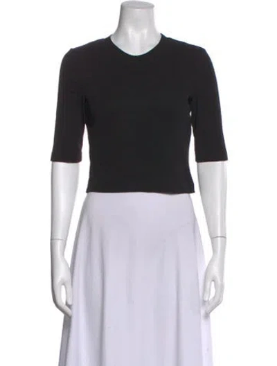 Pre-owned Rosetta Getty Crew Neck Three-quarter Sleeve Crop Top In Black