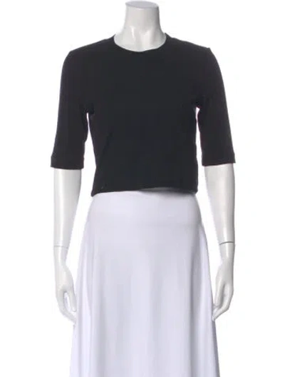Pre-owned Rosetta Getty Crew Neck Three-quarter Sleeve Crop Top In Black