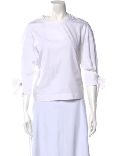 Pre-owned Rosetta Getty Crew Neck Three-quarter Sleeve Crop Top In White