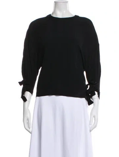 Pre-owned Rosetta Getty Crew Neck Three-quarter Sleeve Top In Black