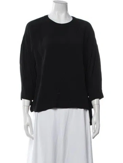 Pre-owned Rosetta Getty Crew Neck Three-quarter Sleeve Top In Black
