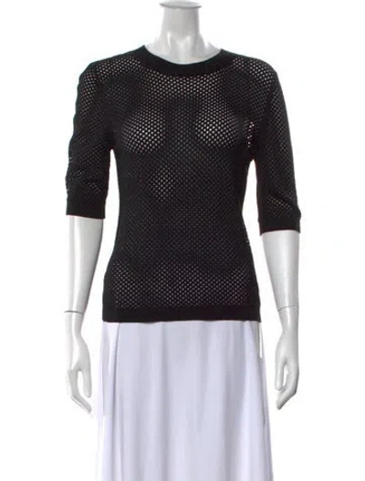Pre-owned Rosetta Getty Crew Neck Three-quarter Sleeve Top In Black