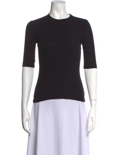 Pre-owned Rosetta Getty Crew Neck Three-quarter Sleeve Top In Black