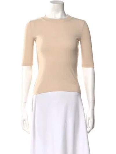 Pre-owned Rosetta Getty Crew Neck Three-quarter Sleeve Top In Neutral
