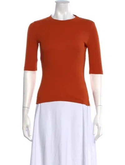 Pre-owned Rosetta Getty Crew Neck Three-quarter Sleeve Top In Orange