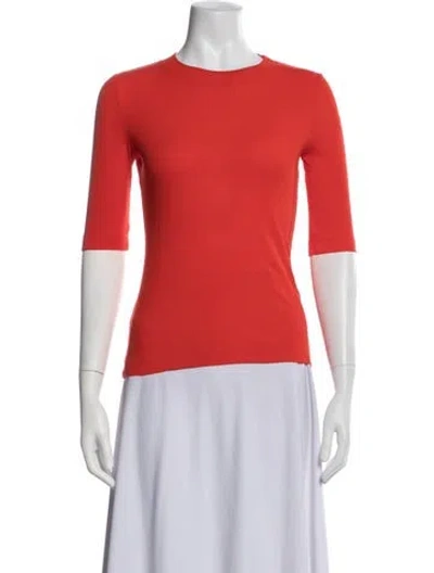 Pre-owned Rosetta Getty Crew Neck Three-quarter Sleeve Top In Red