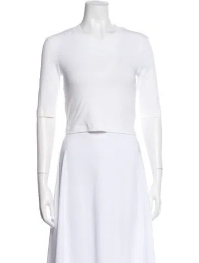 Pre-owned Rosetta Getty Crew Neck Three-quarter Sleeve Top In White