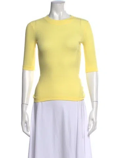 Pre-owned Rosetta Getty Crew Neck Three-quarter Sleeve Top In Yellow
